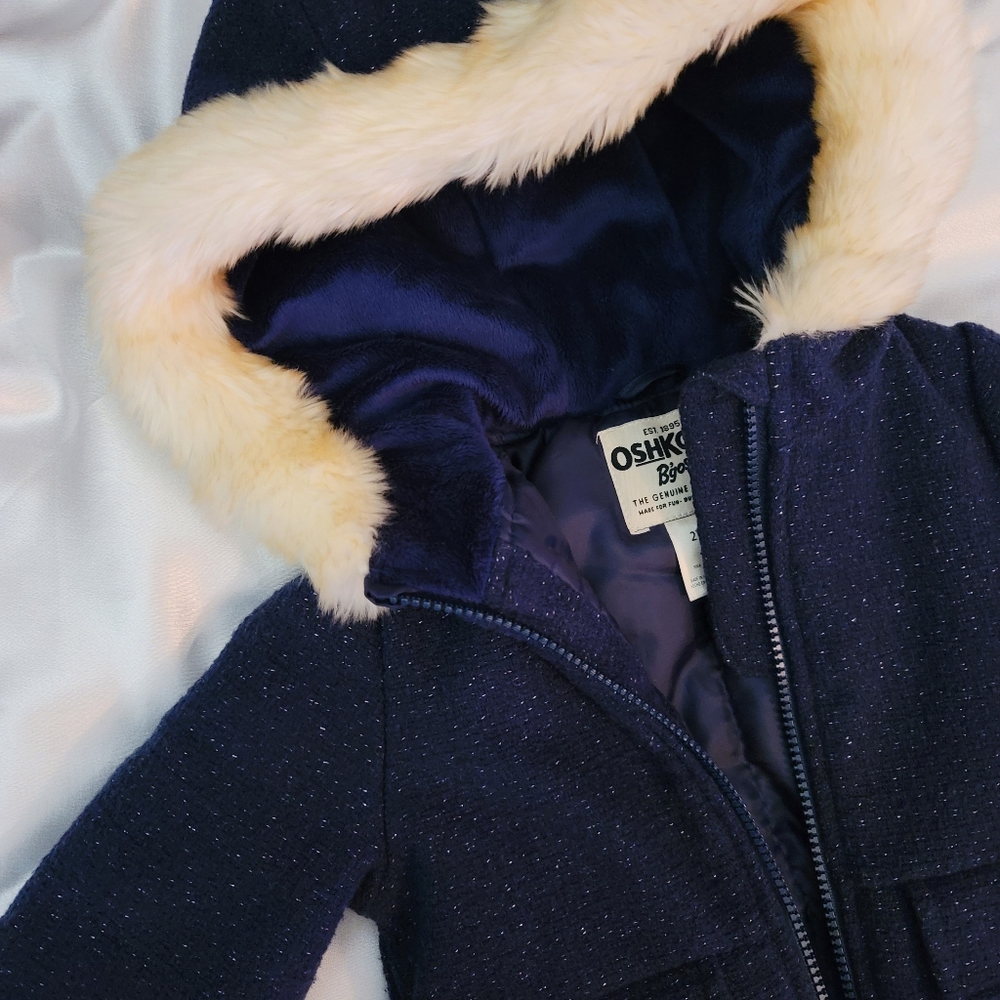 Toddler Fur Trim Hooded Coat